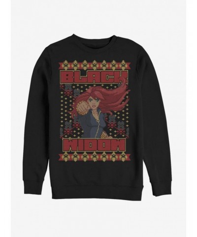 Marvel Black Widow Ugly Christmas Crew Sweatshirt $14.76 Sweatshirts