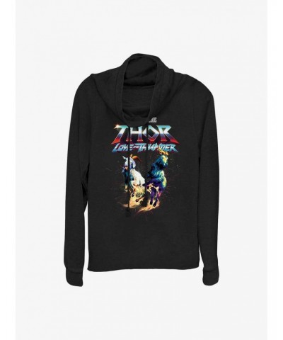 Marvel Thor: Love And Thunder Rainbow Goats Girl's Cowl Neck Long Sleeve Top $12.57 Tops