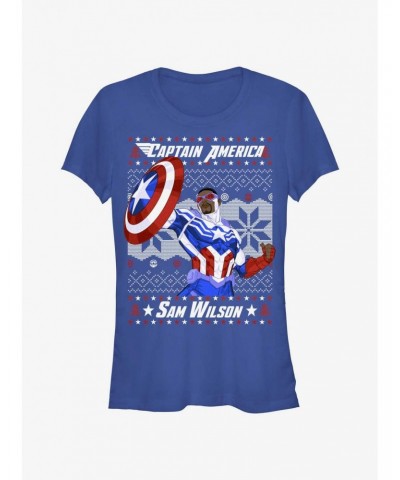 Marvel Captain America Sam Wilson Ugly Christmas Girls T-Shirt $6.18 T-Shirts