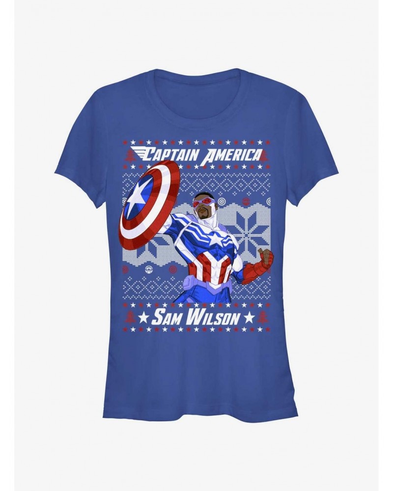 Marvel Captain America Sam Wilson Ugly Christmas Girls T-Shirt $6.18 T-Shirts