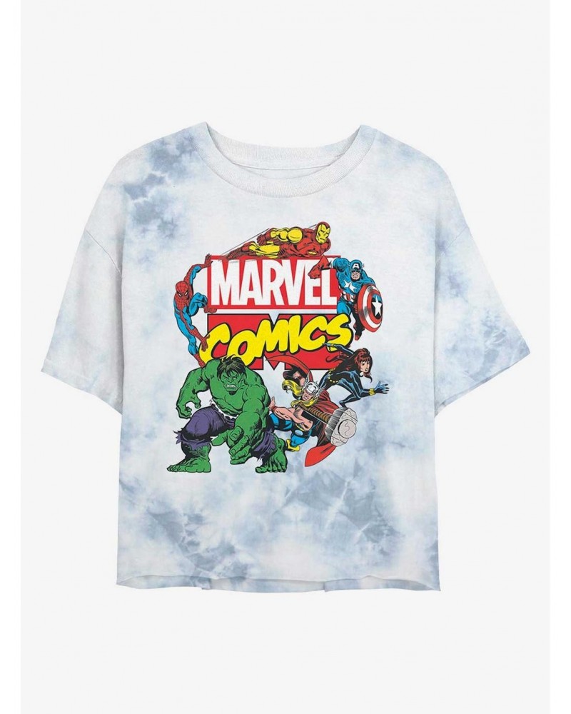 Marvel Avengers Classic Logo Tie-Dye Girls Crop T-Shirt $11.10 T-Shirts