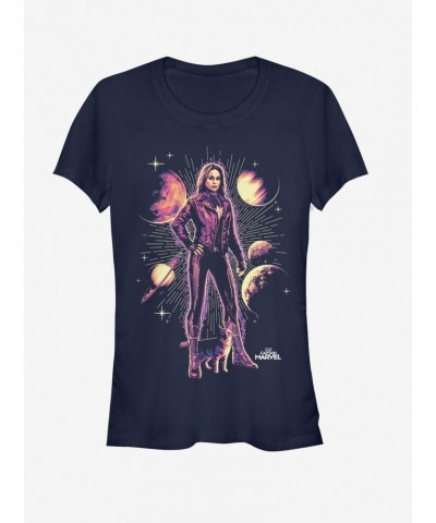 Marvel Captain Marvel Cat Planet Girls T-Shirt $7.97 T-Shirts
