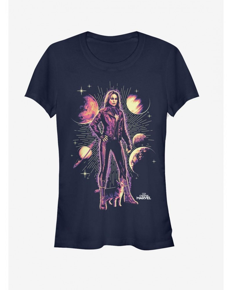 Marvel Captain Marvel Cat Planet Girls T-Shirt $7.97 T-Shirts