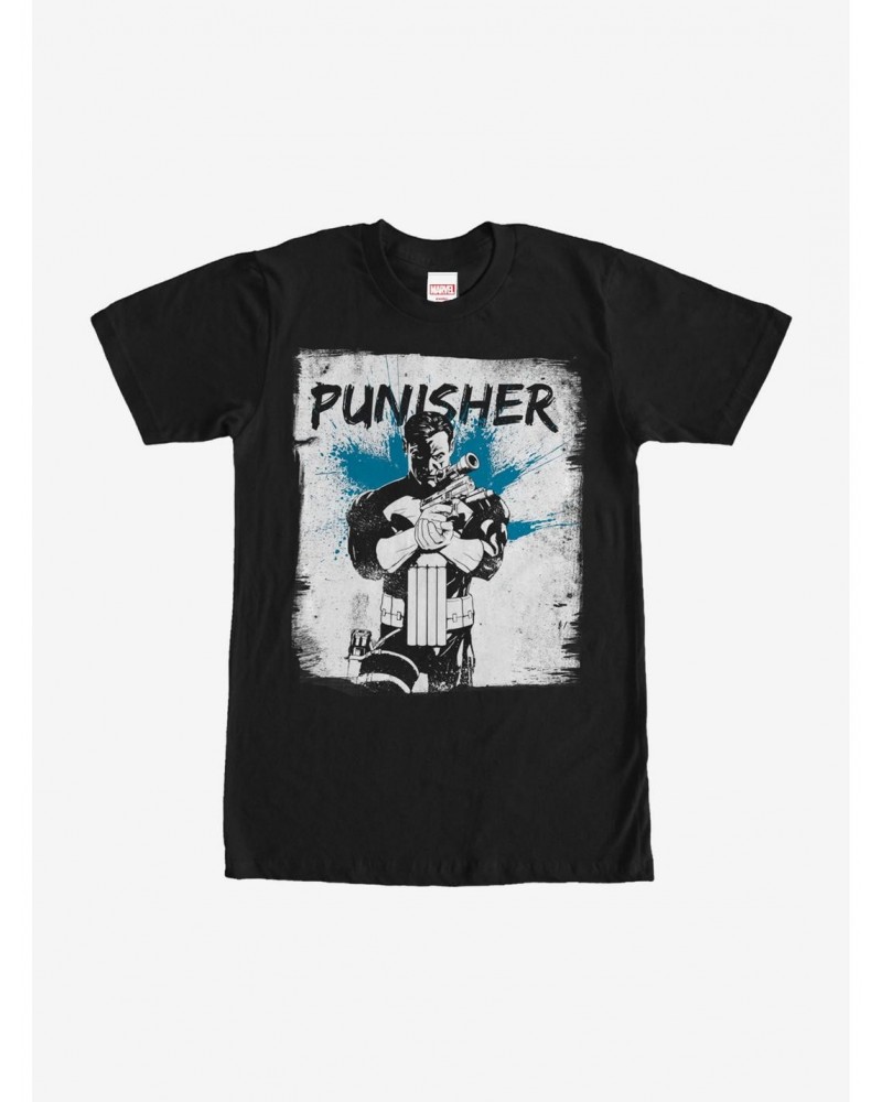 Marvel Punisher Paint Streak Print T-Shirt $7.84 T-Shirts