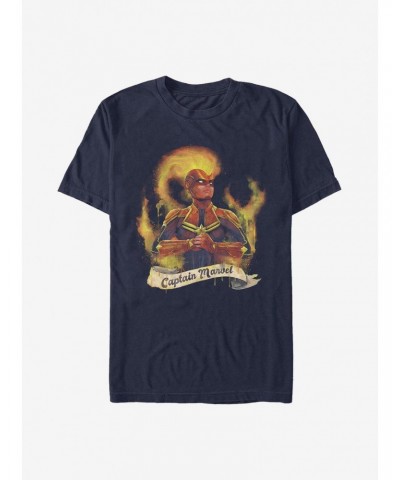 Marvel Captain Marvel Captain Flames T-Shirt $7.65 T-Shirts