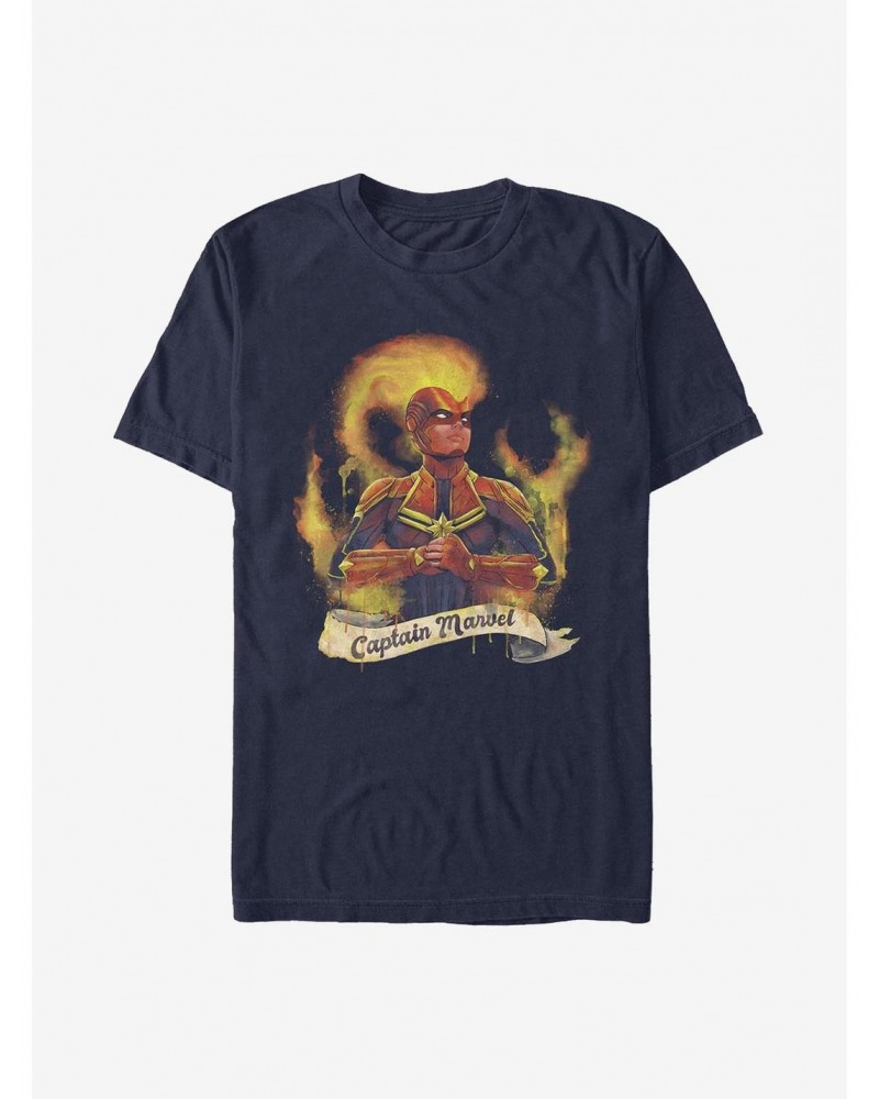 Marvel Captain Marvel Captain Flames T-Shirt $7.65 T-Shirts