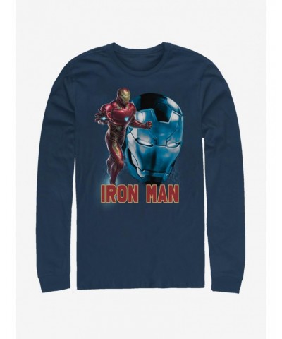 Marvel Avengers: Endgame Iron Man Profile Navy Blue Long-Sleeve T-Shirt $9.48 T-Shirts