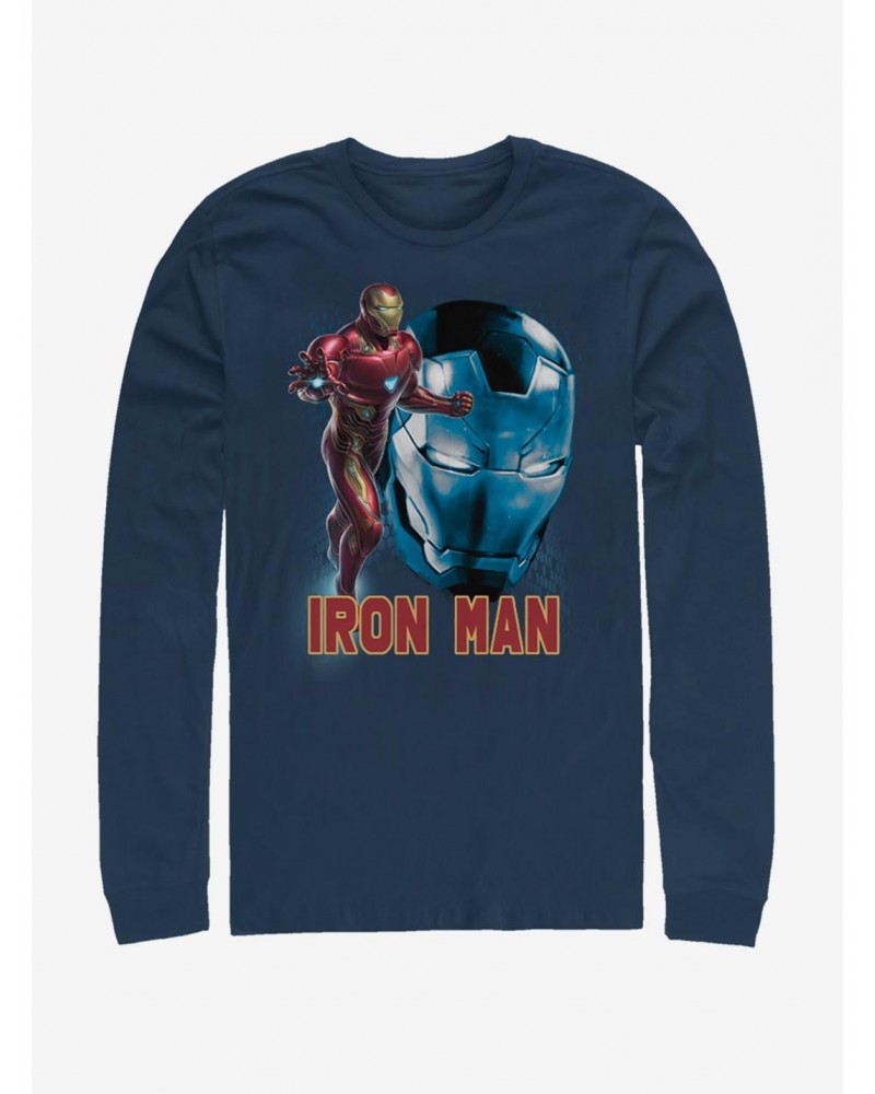 Marvel Avengers: Endgame Iron Man Profile Navy Blue Long-Sleeve T-Shirt $9.48 T-Shirts