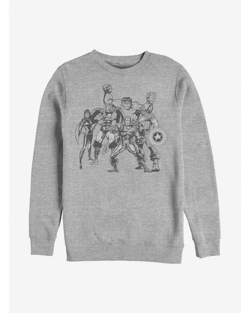 Marvel Avengers Retro Group Crew Sweatshirt $12.69 Sweatshirts