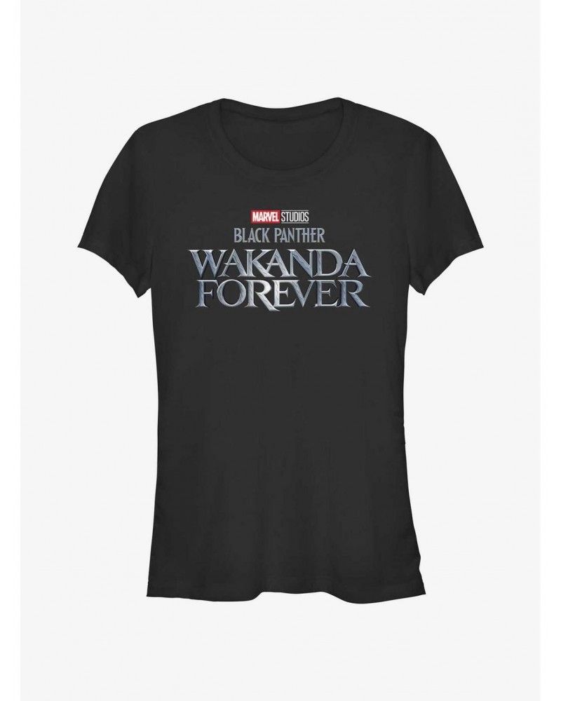 Marvel Black Panther: Wakanda Forever Logo Girls T-Shirt $9.56 T-Shirts