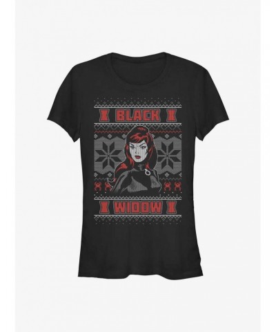 Marvel Black Widow Ugly Christmas Girls T-Shirt $6.18 T-Shirts