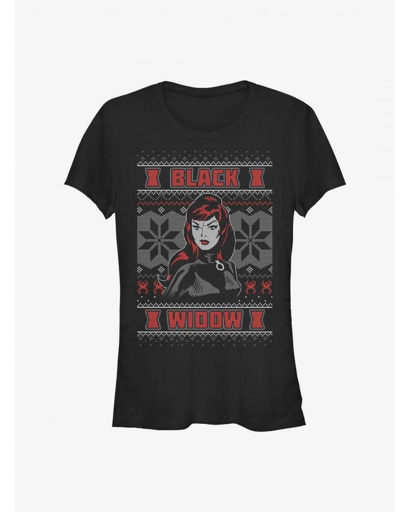 Marvel Black Widow Ugly Christmas Girls T-Shirt $6.18 T-Shirts