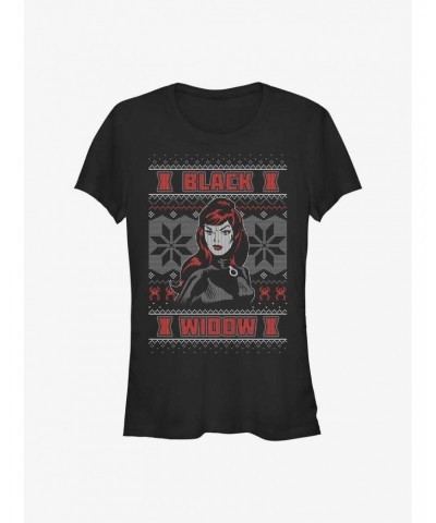 Marvel Black Widow Ugly Christmas Girls T-Shirt $6.18 T-Shirts