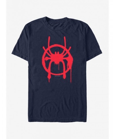 Marvel Spider-Man Spider-Verse Miles Symbol Navy T-Shirt $6.12 T-Shirts