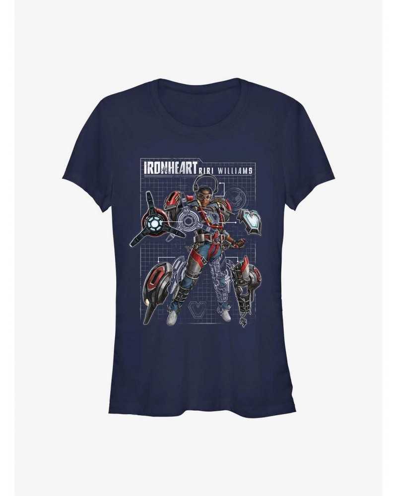 Marvel Black Panther: Wakanda Forever Ironheart Schematic Girls T-Shirt $9.56 T-Shirts