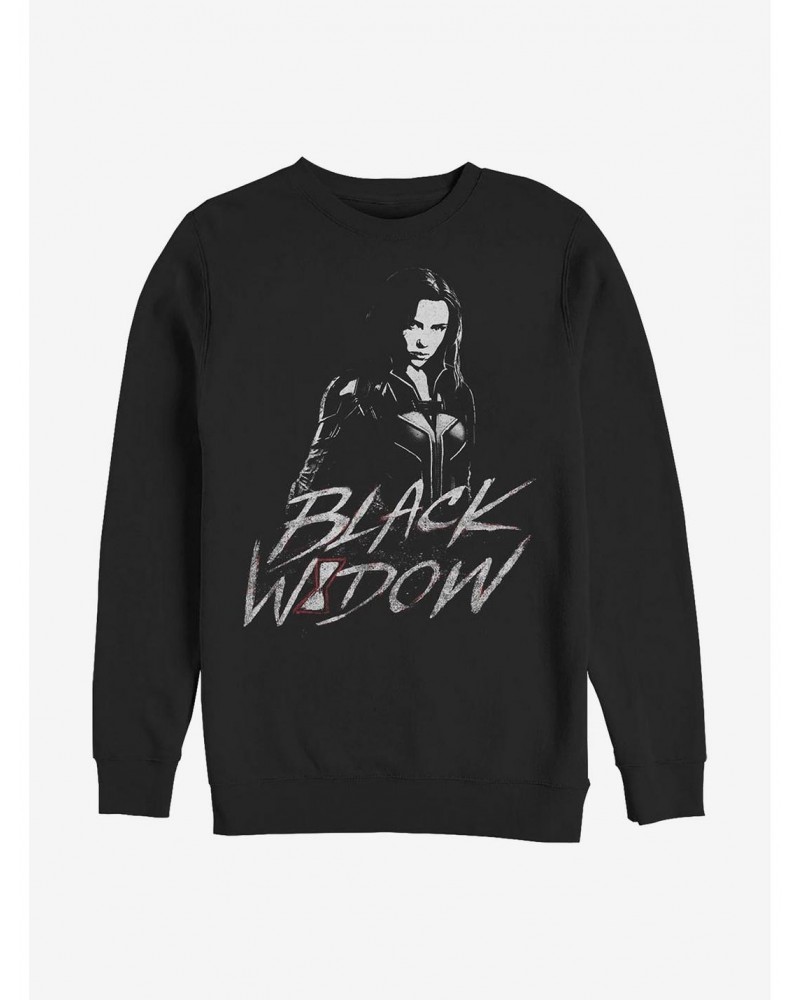 Marvel Black Widow Fierce Pose Crew Sweatshirt $10.92 Sweatshirts