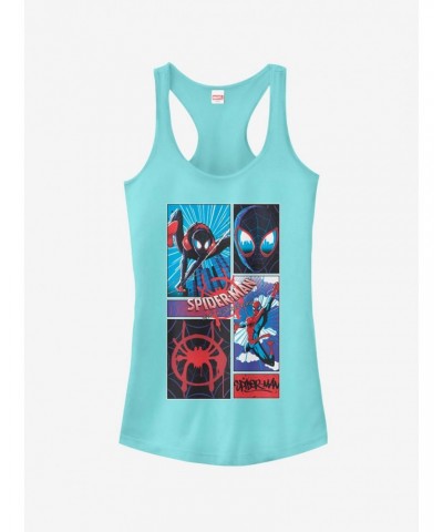 Marvel Spider-Man: Into The Spider-Verse Comic Spiders Cancun Blue Girls Tank Top $9.96 Tops