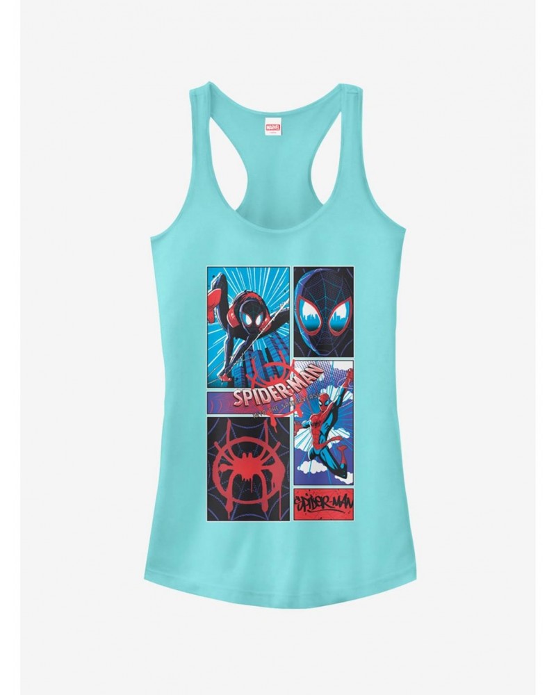 Marvel Spider-Man: Into The Spider-Verse Comic Spiders Cancun Blue Girls Tank Top $9.96 Tops