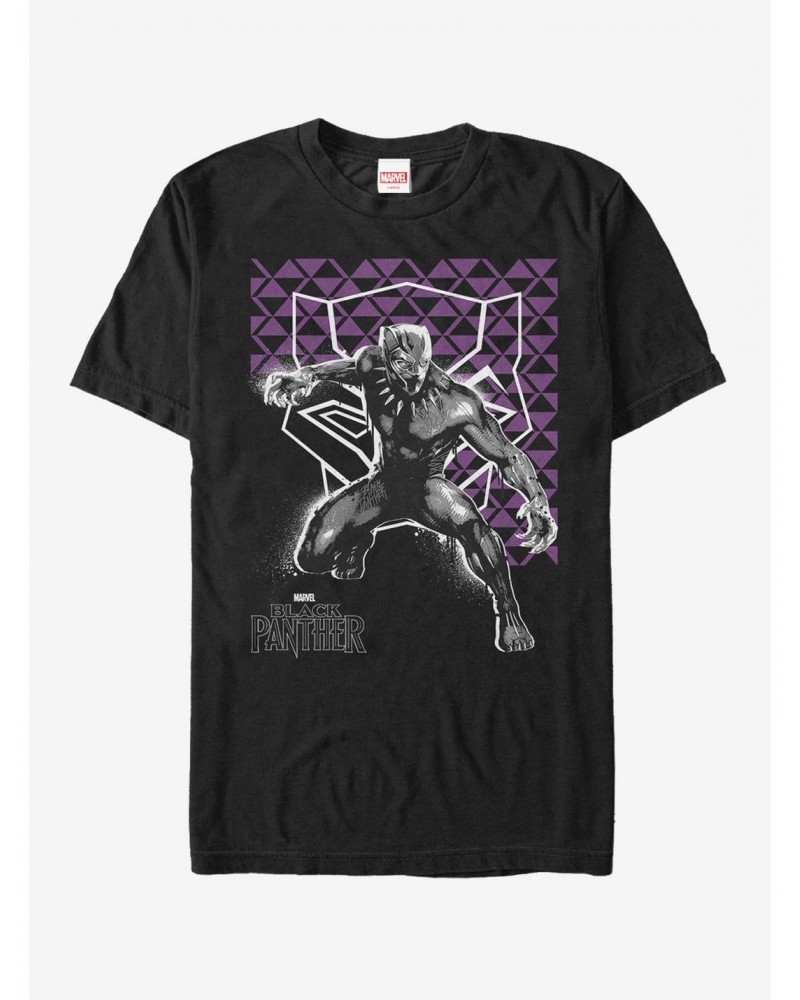 Marvel Black Panther Purple Geometric Pattern T-Shirt $7.65 T-Shirts