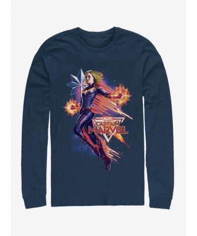 Marvel Captain Marvel Shooting Star Long-Sleeve T-Shirt $8.42 T-Shirts