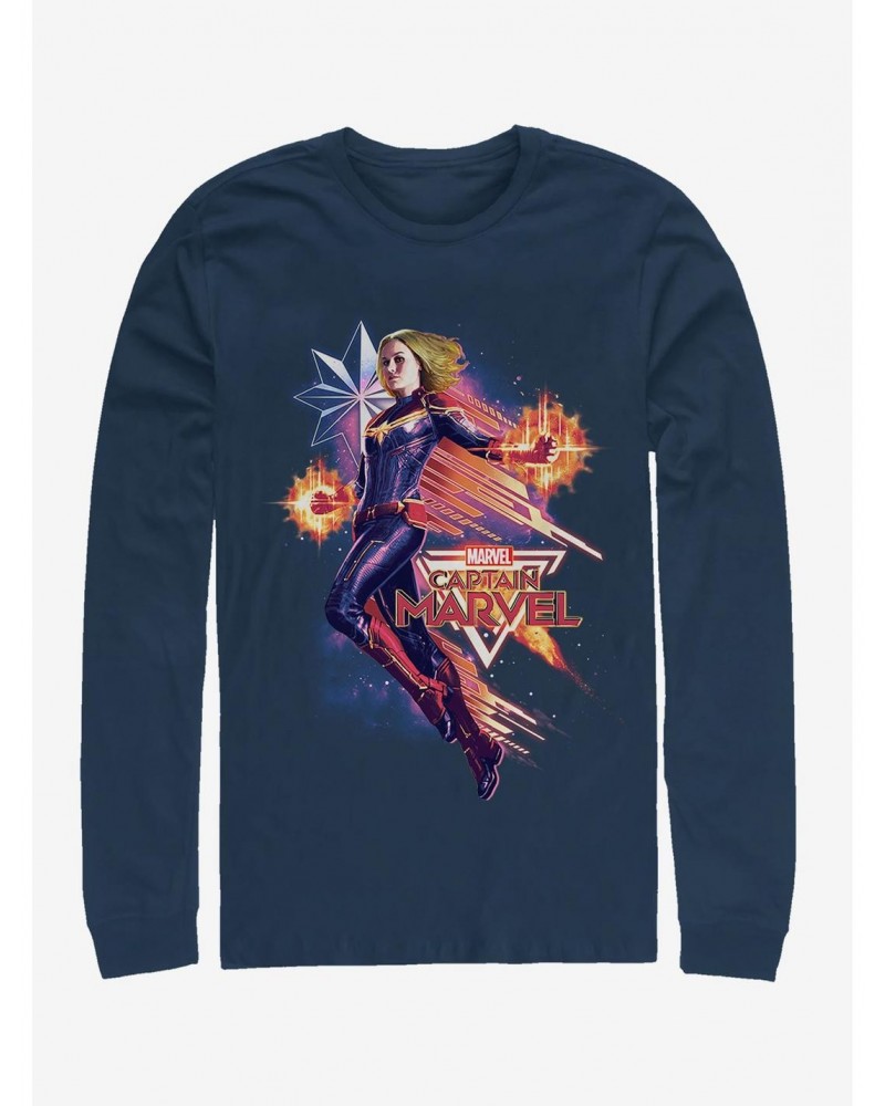 Marvel Captain Marvel Shooting Star Long-Sleeve T-Shirt $8.42 T-Shirts