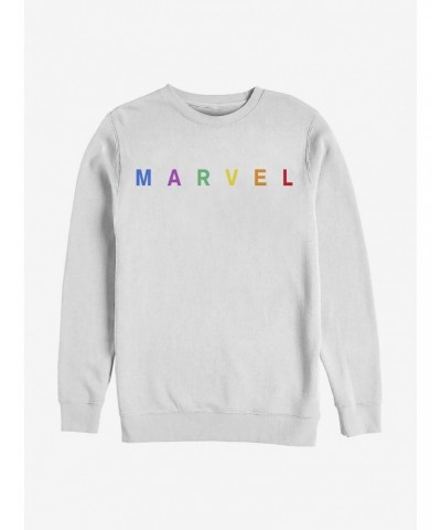 Marvel Simple Logo Rainbow Emblem Crew Sweatshirt $13.28 Sweatshirts