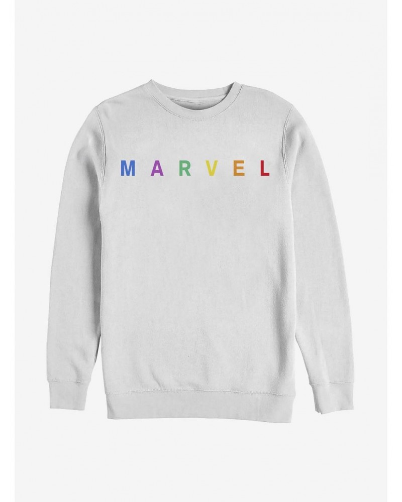 Marvel Simple Logo Rainbow Emblem Crew Sweatshirt $13.28 Sweatshirts