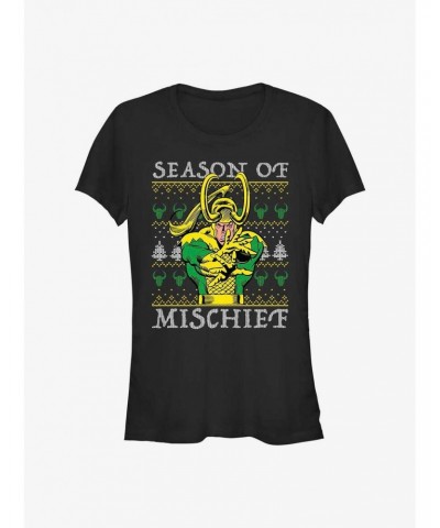 Marvel Loki Mischief Season Ugly Christmas Girls T-Shirt $9.76 T-Shirts