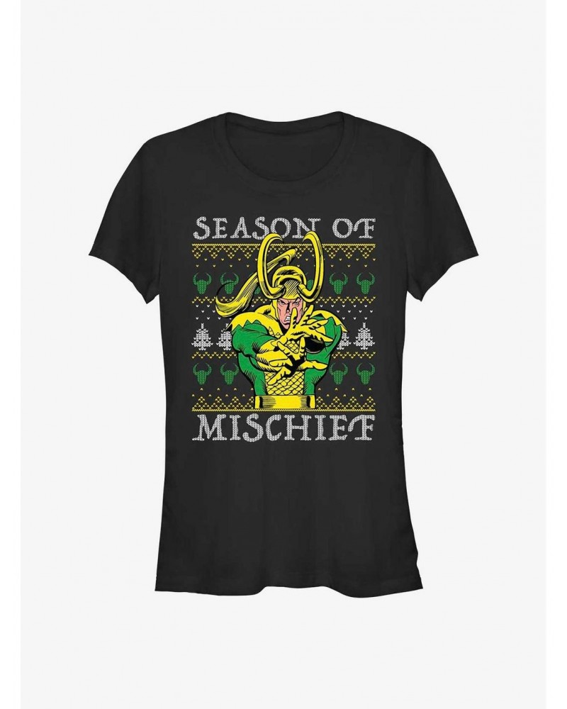 Marvel Loki Mischief Season Ugly Christmas Girls T-Shirt $9.76 T-Shirts