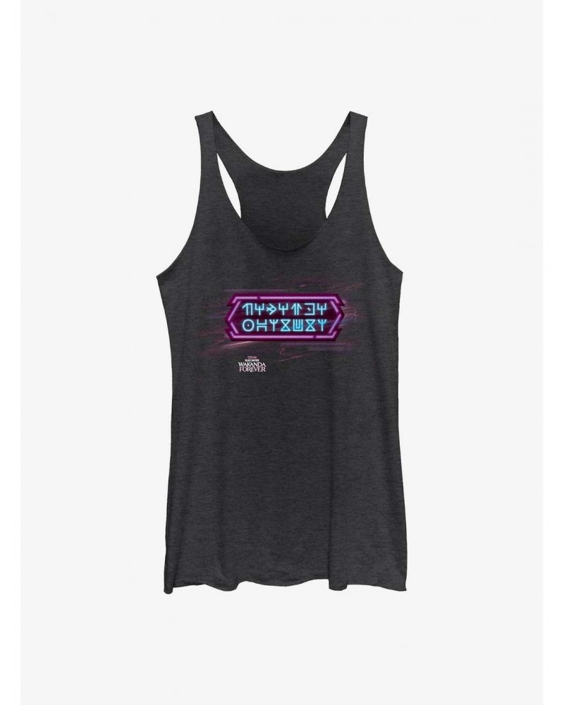 Marvel Black Panther: Wakanda Forever Neon Wakandan Text Girls Tank $6.42 Tanks