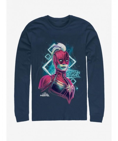 Marvel Captain Marvel Star Mapping Long-Sleeve T-Shirt $10.79 T-Shirts