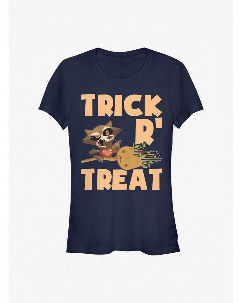 Marvel Guardians of The Galaxy Rocketgroot Halloween Girls T-Shirt $9.76 T-Shirts