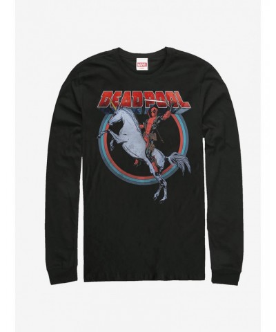 Marvel Deadpool On Unicorn Long-Sleeve T-Shirt $11.05 T-Shirts
