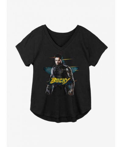 Marvel The Falcon And The Winter Soldier Bucky Star Logo Girls Plus Size T-Shirt $11.33 T-Shirts