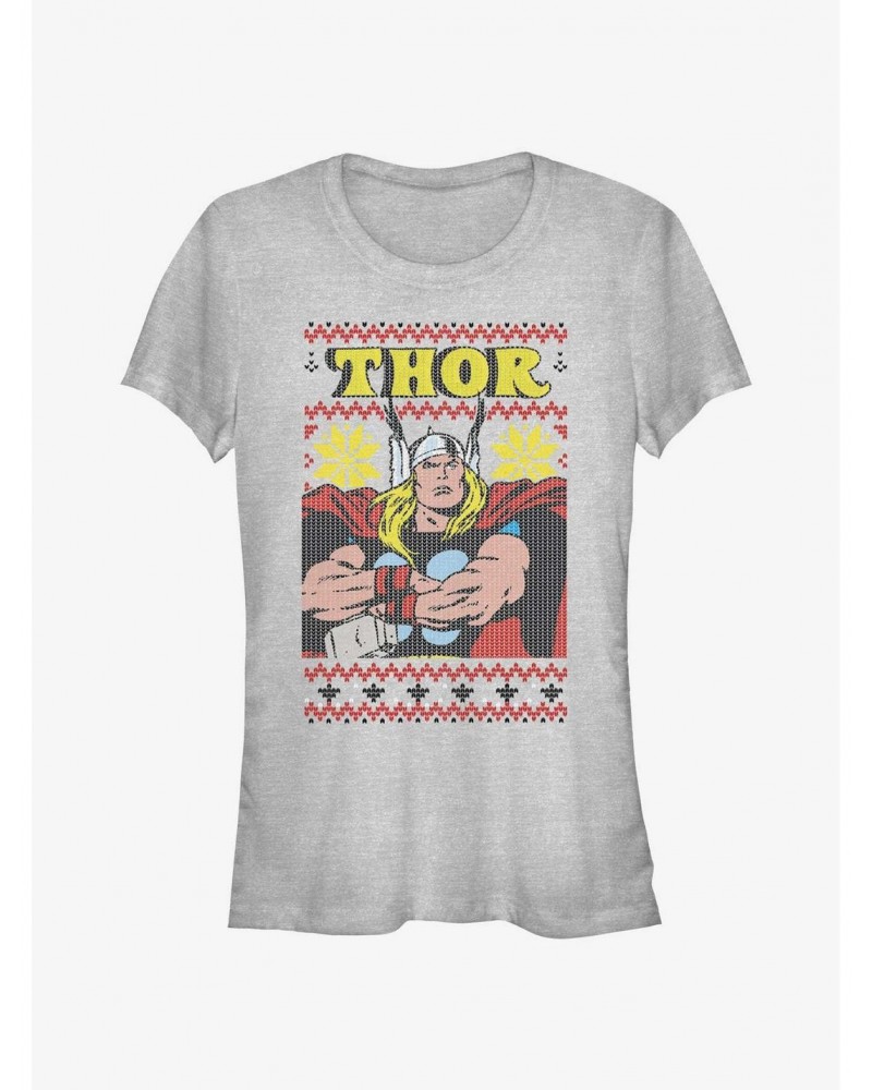 Marvel Thor Asgardian Ugly Christmas Girls T-Shirt $6.97 T-Shirts