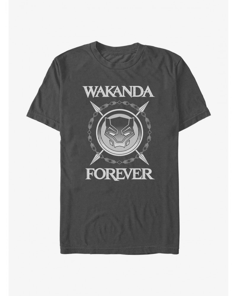 Marvel Black Panther Wakanda Forever Crossed Spears T-Shirt $7.46 T-Shirts