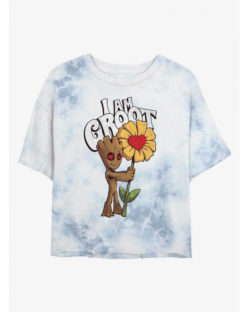 Marvel Guardians of the Galaxy Mine Groot Tie-Dye Girls Crop T-Shirt $9.02 T-Shirts