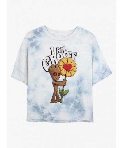 Marvel Guardians of the Galaxy Mine Groot Tie-Dye Girls Crop T-Shirt $9.02 T-Shirts