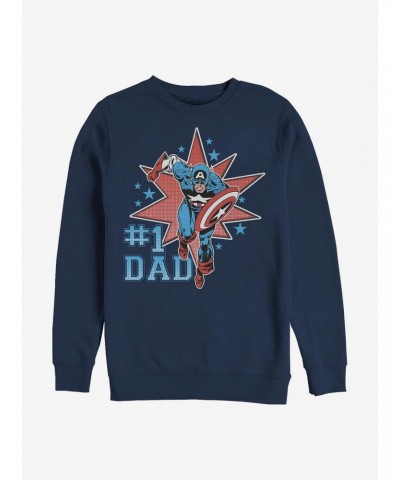 Marvel Captain America Number One Dad Crew Sweatshirt $8.86 Sweatshirts