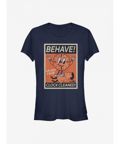 Marvel Loki Behave! Or Get Your Clock Cleaned! Girls T-Shirt $6.77 T-Shirts