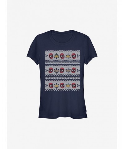 Marvel Deadpool Christmas Pattern Sweater Girls T-Shirt $7.97 T-Shirts