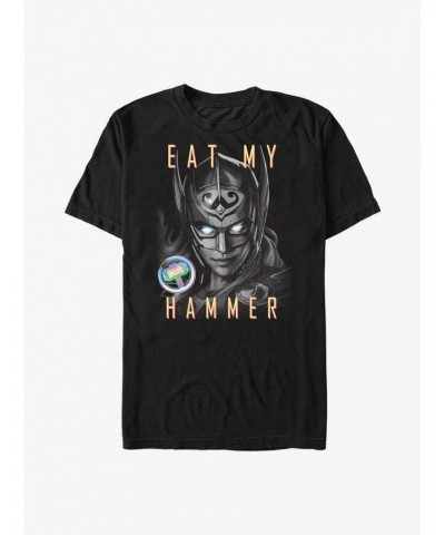 Marvel Thor: Love and Thunder Eat My Hammer Dr. Jane Foster Portrait T-Shirt $7.46 T-Shirts
