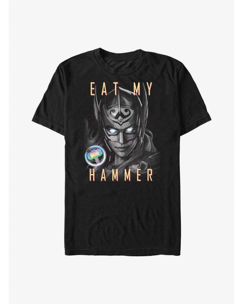 Marvel Thor: Love and Thunder Eat My Hammer Dr. Jane Foster Portrait T-Shirt $7.46 T-Shirts