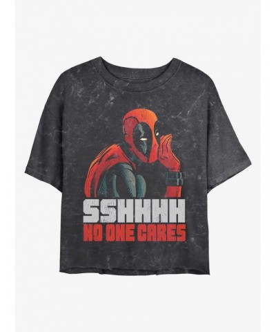 Marvel No One Cares Mineral Wash Crop Girls T-Shirt $10.87 T-Shirts