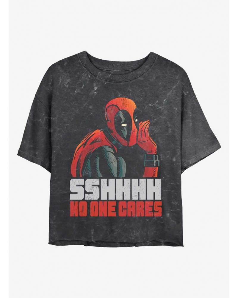 Marvel No One Cares Mineral Wash Crop Girls T-Shirt $10.87 T-Shirts