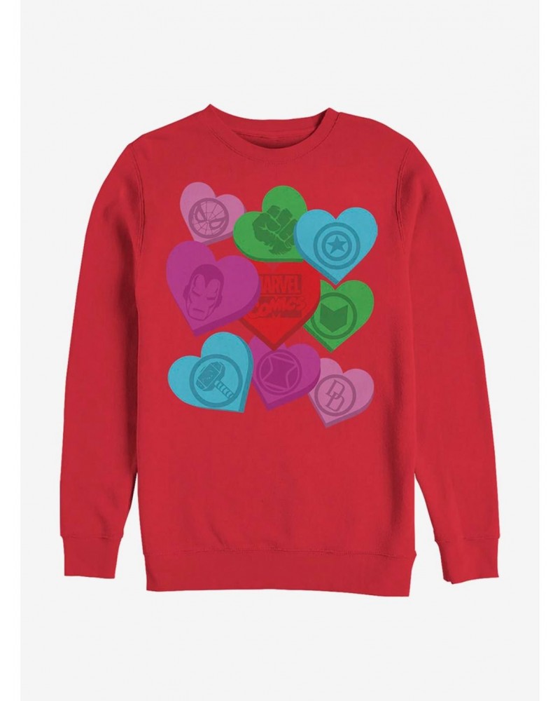 Marvel Avengers Candy Hearts Crew Sweatshirt $10.63 Sweatshirts