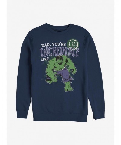 Marvel Hulk Incredible Like Dad Crew Sweatshirt $10.33 Sweatshirts