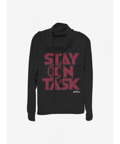 Marvel Black Widow Stay On Task Cowlneck Long-Sleeve Girls Top $13.65 Tops