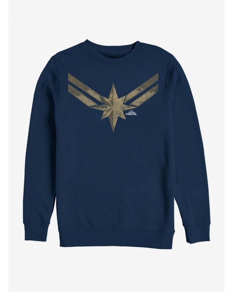 Marvel Captain Marvel Retro Costume Symbol Sweatshirt $11.51 Sweatshirts