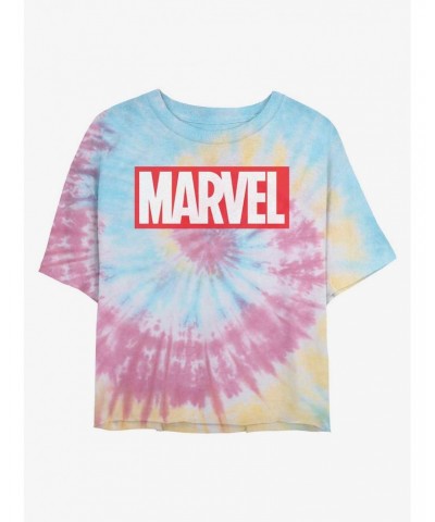 Marvel Logo Tie Dye Crop Girls T-Shirt $8.39 T-Shirts